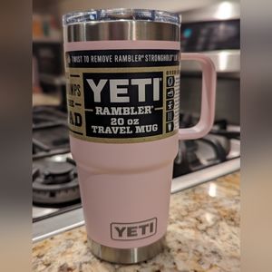 YETI ICE PINK 20 OZ RAMBLER TRAVEL MUG with Stronghold Lid NWT